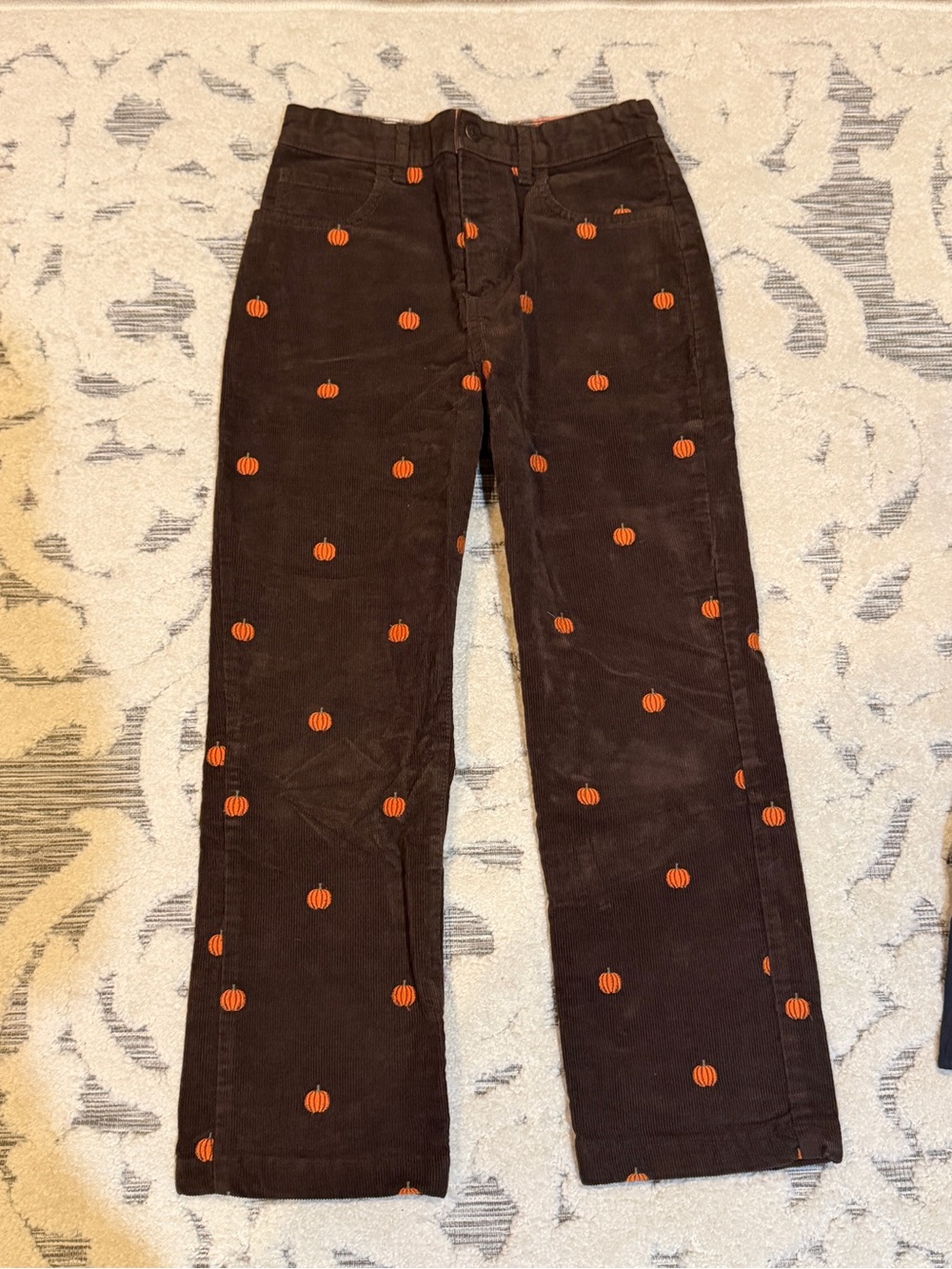 Gymboree kids size 12 Brown Corduroy pants Jeans with Orange Pumpkin Embroidery